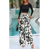 image:imagePRETTYGARDEN Womens Pants Elastic Waist Floral Lightweight Palazzo Pants for Women Casual Lounge Wide Leg Pants WomanBlack White Flower