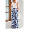 image:imagePRETTYGARDEN Womens Pants Elastic Waist Floral Lightweight Palazzo Pants for Women Casual Lounge Wide Leg Pants WomanBlue Flower