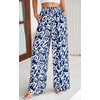 image:imagePRETTYGARDEN Womens Pants Elastic Waist Floral Lightweight Palazzo Pants for Women Casual Lounge Wide Leg Pants WomanBlue Flower