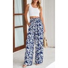 image:imagePRETTYGARDEN Womens Pants Elastic Waist Floral Lightweight Palazzo Pants for Women Casual Lounge Wide Leg Pants WomanBlue Flower
