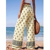 image:imagePRETTYGARDEN Womens Pants Elastic Waist Floral Lightweight Palazzo Pants for Women Casual Lounge Wide Leg Pants WomanFloral Apricot Black