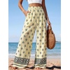 image:imagePRETTYGARDEN Womens Pants Elastic Waist Floral Lightweight Palazzo Pants for Women Casual Lounge Wide Leg Pants WomanFloral Apricot Black