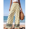 image:imagePRETTYGARDEN Womens Pants Elastic Waist Floral Lightweight Palazzo Pants for Women Casual Lounge Wide Leg Pants WomanFloral Apricot Black