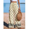 image:imagePRETTYGARDEN Womens Pants Elastic Waist Floral Lightweight Palazzo Pants for Women Casual Lounge Wide Leg Pants WomanFloral Apricot Black