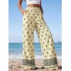 image:imagePRETTYGARDEN Womens Pants Elastic Waist Floral Lightweight Palazzo Pants for Women Casual Lounge Wide Leg Pants WomanFloral Apricot Black