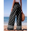 image:imagePRETTYGARDEN Womens Pants Elastic Waist Floral Lightweight Palazzo Pants for Women Casual Lounge Wide Leg Pants WomanFloral Black White