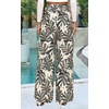 image:imagePRETTYGARDEN Womens Pants Elastic Waist Floral Lightweight Palazzo Pants for Women Casual Lounge Wide Leg Pants WomanGrey Leaves