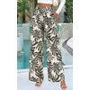 image:imagePRETTYGARDEN Womens Pants Elastic Waist Floral Lightweight Palazzo Pants for Women Casual Lounge Wide Leg Pants WomanGrey Leaves