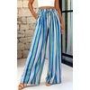 image:imagePRETTYGARDEN Womens Pants Elastic Waist Floral Lightweight Palazzo Pants for Women Casual Lounge Wide Leg Pants WomanMulti Striped Blue