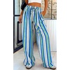 image:imagePRETTYGARDEN Womens Pants Elastic Waist Floral Lightweight Palazzo Pants for Women Casual Lounge Wide Leg Pants WomanMulti Striped Blue