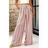 image:imagePRETTYGARDEN Womens Pants Elastic Waist Floral Lightweight Palazzo Pants for Women Casual Lounge Wide Leg Pants WomanMulti Striped Khaki