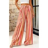 image:imagePRETTYGARDEN Womens Pants Elastic Waist Floral Lightweight Palazzo Pants for Women Casual Lounge Wide Leg Pants WomanMulti Striped Pink Orange