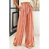 image:imagePRETTYGARDEN Womens Pants Elastic Waist Floral Lightweight Palazzo Pants for Women Casual Lounge Wide Leg Pants WomanMulti Striped Pink Orange