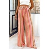 image:imagePRETTYGARDEN Womens Pants Elastic Waist Floral Lightweight Palazzo Pants for Women Casual Lounge Wide Leg Pants WomanMulti Striped Pink Orange