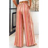 image:imagePRETTYGARDEN Womens Pants Elastic Waist Floral Lightweight Palazzo Pants for Women Casual Lounge Wide Leg Pants WomanMulti Striped Pink Orange