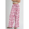 image:imagePRETTYGARDEN Womens Pants Elastic Waist Floral Lightweight Palazzo Pants for Women Casual Lounge Wide Leg Pants WomanPink