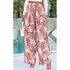 image:imagePRETTYGARDEN Womens Pants Elastic Waist Floral Lightweight Palazzo Pants for Women Casual Lounge Wide Leg Pants WomanPink Leaves