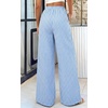 image:imagePRETTYGARDEN Womens Pants Elastic Waist Floral Lightweight Palazzo Pants for Women Casual Lounge Wide Leg Pants WomanPlaid Blue