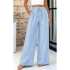image:imagePRETTYGARDEN Womens Pants Elastic Waist Floral Lightweight Palazzo Pants for Women Casual Lounge Wide Leg Pants WomanPlaid Blue
