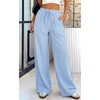 image:imagePRETTYGARDEN Womens Pants Elastic Waist Floral Lightweight Palazzo Pants for Women Casual Lounge Wide Leg Pants WomanPlaid Blue