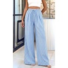 image:imagePRETTYGARDEN Womens Pants Elastic Waist Floral Lightweight Palazzo Pants for Women Casual Lounge Wide Leg Pants WomanPlaid Blue