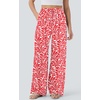image:imagePRETTYGARDEN Womens Pants Elastic Waist Floral Lightweight Palazzo Pants for Women Casual Lounge Wide Leg Pants WomanRed Leaves