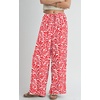 image:imagePRETTYGARDEN Womens Pants Elastic Waist Floral Lightweight Palazzo Pants for Women Casual Lounge Wide Leg Pants WomanRed Leaves