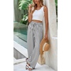 image:imagePRETTYGARDEN Womens Pants Elastic Waist Floral Lightweight Palazzo Pants for Women Casual Lounge Wide Leg Pants WomanStripe Black