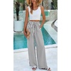 image:imagePRETTYGARDEN Womens Pants Elastic Waist Floral Lightweight Palazzo Pants for Women Casual Lounge Wide Leg Pants WomanStripe Black