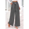 image:imagePRETTYGARDEN Womens Pants Elastic Waist Floral Lightweight Palazzo Pants for Women Casual Lounge Wide Leg Pants WomanStripe Black Beige White
