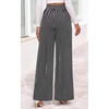 image:imagePRETTYGARDEN Womens Pants Elastic Waist Floral Lightweight Palazzo Pants for Women Casual Lounge Wide Leg Pants WomanStripe Black Beige White