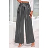 image:imagePRETTYGARDEN Womens Pants Elastic Waist Floral Lightweight Palazzo Pants for Women Casual Lounge Wide Leg Pants WomanStripe Black Beige White
