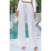 image:imagePRETTYGARDEN Womens Pants Elastic Waist Floral Lightweight Palazzo Pants for Women Casual Lounge Wide Leg Pants WomanStripe Blue White