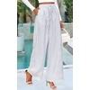 image:imagePRETTYGARDEN Womens Pants Elastic Waist Floral Lightweight Palazzo Pants for Women Casual Lounge Wide Leg Pants WomanStripe Blue White