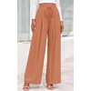 image:imagePRETTYGARDEN Womens Pants Elastic Waist Floral Lightweight Palazzo Pants for Women Casual Lounge Wide Leg Pants WomanStripe Brick Red Brown