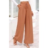 image:imagePRETTYGARDEN Womens Pants Elastic Waist Floral Lightweight Palazzo Pants for Women Casual Lounge Wide Leg Pants WomanStripe Brick Red Brown