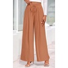 image:imagePRETTYGARDEN Womens Pants Elastic Waist Floral Lightweight Palazzo Pants for Women Casual Lounge Wide Leg Pants WomanStripe Brick Red Brown