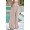 image:imagePRETTYGARDEN Womens Pants Elastic Waist Floral Lightweight Palazzo Pants for Women Casual Lounge Wide Leg Pants WomanStripe Brown