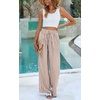 image:imagePRETTYGARDEN Womens Pants Elastic Waist Floral Lightweight Palazzo Pants for Women Casual Lounge Wide Leg Pants WomanStripe Brown