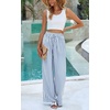 image:imagePRETTYGARDEN Womens Pants Elastic Waist Floral Lightweight Palazzo Pants for Women Casual Lounge Wide Leg Pants WomanStripe Dark Blue
