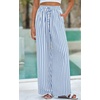 image:imagePRETTYGARDEN Womens Pants Elastic Waist Floral Lightweight Palazzo Pants for Women Casual Lounge Wide Leg Pants WomanStripe Dark Blue