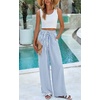 image:imagePRETTYGARDEN Womens Pants Elastic Waist Floral Lightweight Palazzo Pants for Women Casual Lounge Wide Leg Pants WomanStripe Dark Blue