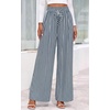 image:imagePRETTYGARDEN Womens Pants Elastic Waist Floral Lightweight Palazzo Pants for Women Casual Lounge Wide Leg Pants WomanStripe Dark Grey White