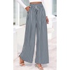 image:imagePRETTYGARDEN Womens Pants Elastic Waist Floral Lightweight Palazzo Pants for Women Casual Lounge Wide Leg Pants WomanStripe Dark Grey White