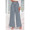 image:imagePRETTYGARDEN Womens Pants Elastic Waist Floral Lightweight Palazzo Pants for Women Casual Lounge Wide Leg Pants WomanStripe Dark Grey White