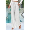 image:imagePRETTYGARDEN Womens Pants Elastic Waist Floral Lightweight Palazzo Pants for Women Casual Lounge Wide Leg Pants WomanStripe Grey White