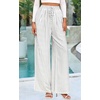 image:imagePRETTYGARDEN Womens Pants Elastic Waist Floral Lightweight Palazzo Pants for Women Casual Lounge Wide Leg Pants WomanStripe Grey White