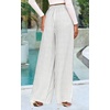 image:imagePRETTYGARDEN Womens Pants Elastic Waist Floral Lightweight Palazzo Pants for Women Casual Lounge Wide Leg Pants WomanStripe Grey White