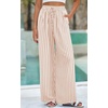 image:imagePRETTYGARDEN Womens Pants Elastic Waist Floral Lightweight Palazzo Pants for Women Casual Lounge Wide Leg Pants WomanStripe Khaki