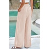 image:imagePRETTYGARDEN Womens Pants Elastic Waist Floral Lightweight Palazzo Pants for Women Casual Lounge Wide Leg Pants WomanStripe Khaki